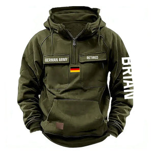Personalized German Army Veteran Custom Name American Retro Hooded Sweatshirt Printed QTVA241542