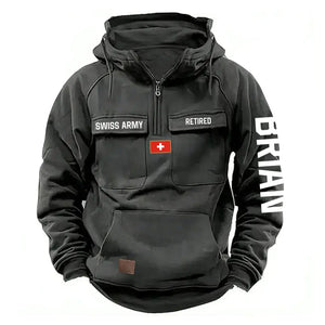 Personalized Swiss Army Veteran Custom Name American Retro Hooded Sweatshirt Printed QTVA241542