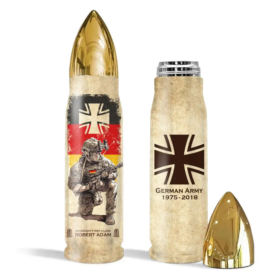 Personalized German Army Veteran Custom Rank & Name Bullet Tumbler Printed AHVA241537