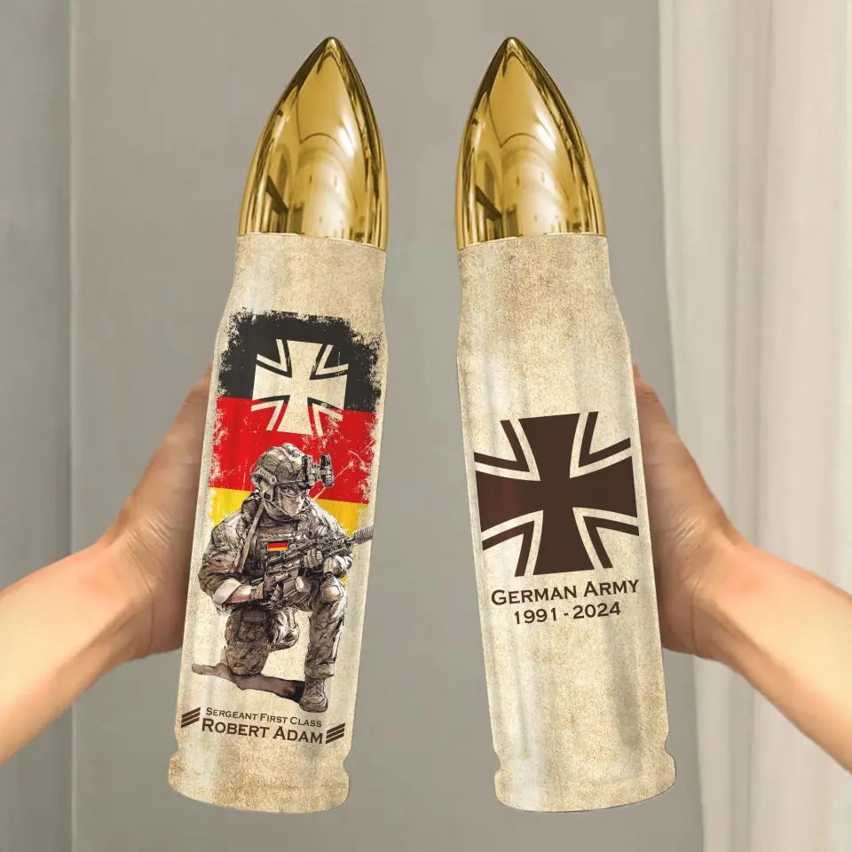 Personalized German Army Veteran Custom Rank & Name Bullet Tumbler Printed AHVA241537