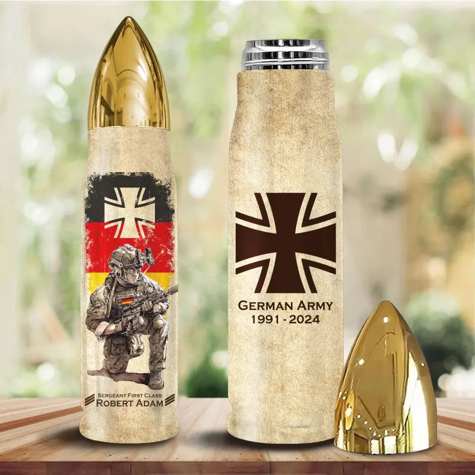 Personalized German Army Veteran Custom Rank & Name Bullet Tumbler Printed AHVA241537