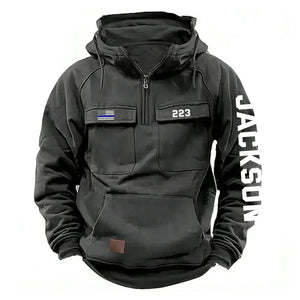 Personalized US Police Flag Custom Name & ID American Retro Hooded Sweatshirt Printed QTKH241553