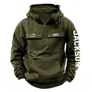 Personalized US Police Flag Custom Name & ID American Retro Hooded Sweatshirt Printed QTKH241553