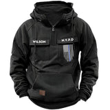 Personalized US Police Blue Line Custom Department American Retro Hooded Sweatshirt Printed KVH241559