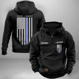 Personalized US Police Blue Line Custom Department American Retro Hooded Sweatshirt Printed KVH241559
