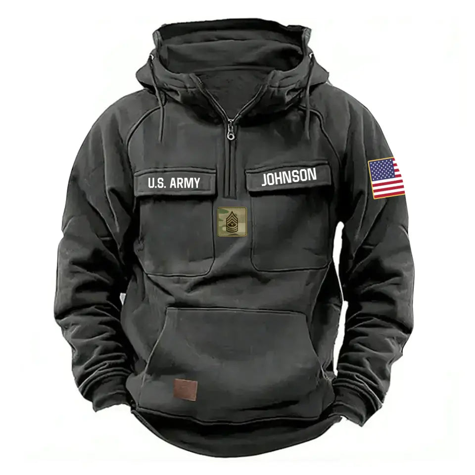 Personalized US Army Veteran Rank Camo & Name
American Retro Hooded Sweatshirt Printed QTVA241572