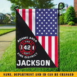 Personalized US Firefighter Custom ID, Department & Name Garden Flag Printed KVH241575