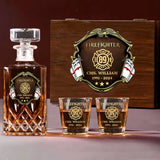 Personalized Australian Firefighter Logo Custom Name & Time Decanter Set With Glasses Printed AHVA251558