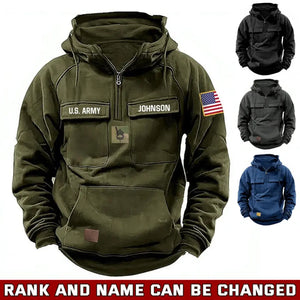 Personalized US Army Veteran Rank Camo & Name
American Retro Hooded Sweatshirt Printed QTVA241572