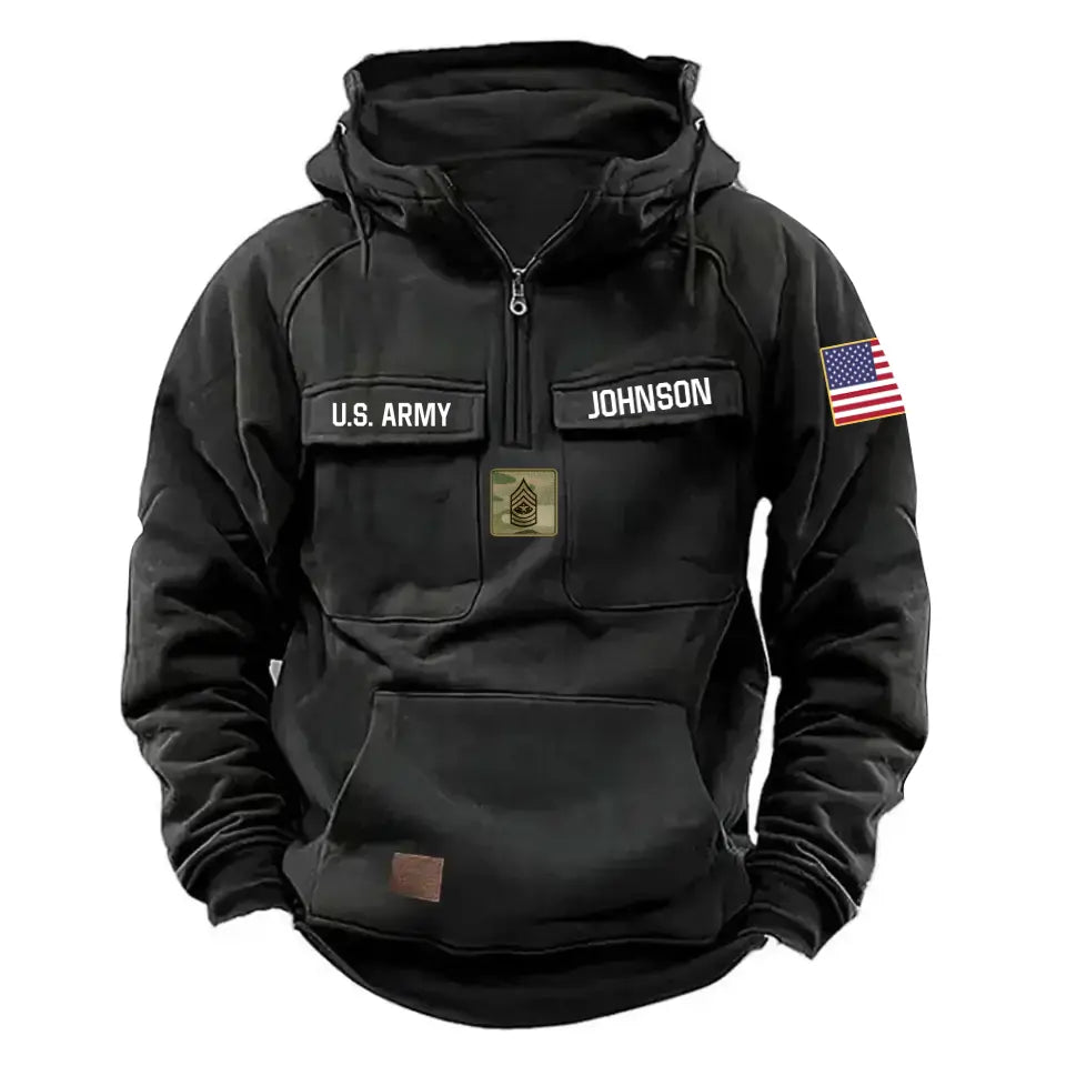 Personalized US Army Veteran Rank Camo & Name
American Retro Hooded Sweatshirt Printed QTVA241572