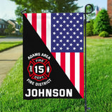 Personalized US Firefighter Custom ID, Department & Name Garden Flag Printed KVH241575