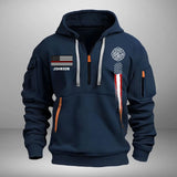 Personalized US Firefighter Flag Custom Name Quarter Zip Hoodie 2D Printed QTVQ241568