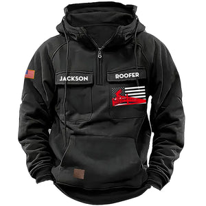 Personalized US Roofer US Flag American Retro Hooded Sweatshirt Printed KVH241578