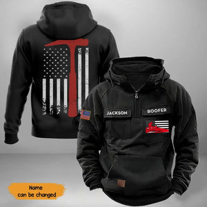 Personalized US Roofer US Flag American Retro Hooded Sweatshirt Printed KVH241578