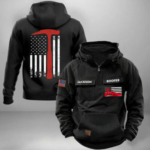 Personalized US Roofer US Flag American Retro Hooded Sweatshirt Printed KVH241578