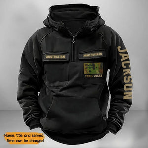 Personalized Australian Army Veteran Flag Camo Custom Name American Retro Hooded Sweatshirt Printed KVH241587