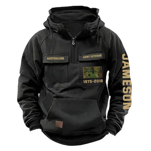 Personalized Australian Army Veteran Flag Camo Custom Name American Retro Hooded Sweatshirt Printed KVH241587