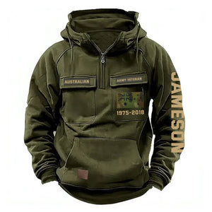 Personalized Australian Army Veteran Flag Camo Custom Name American Retro Hooded Sweatshirt Printed KVH241587