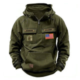 Personalized US Army Veteran Rank Camo & Name American Retro Hooded Sweatshirt Printed QTKH241581
