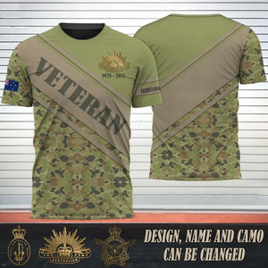 Personalized Australian Veteran Rank Camo Custom Name 3D T-shirt Printed QTHN241586