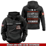 Personalized I'm A Grumpy Old Trucker My Level Of Sarcasm Depend On Your Level Of Stupidty US Truck Driver American Retro Hooded Sweatshirt Printed VQ241583