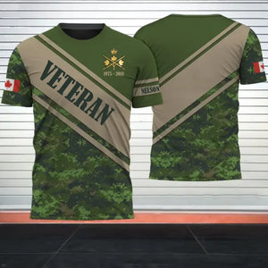 Personalized Canadian Veteran Rank Camo Custom Name 3D T-shirt Printed QTHN241586