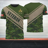 Personalized Canadian Veteran Rank Camo Custom Name 3D T-shirt Printed QTHN241586