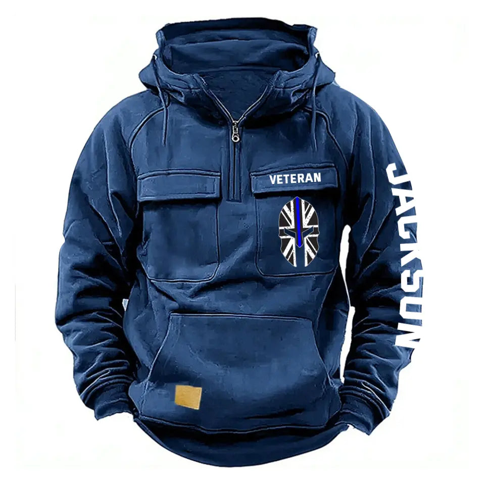Personalized UK Veteran Starpan Helmet & Name American Retro Hooded Sweatshirt Printed QTKH241589