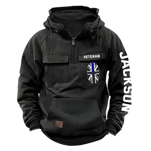Personalized UK Veteran Starpan Helmet & Name American Retro Hooded Sweatshirt Printed QTKH241589