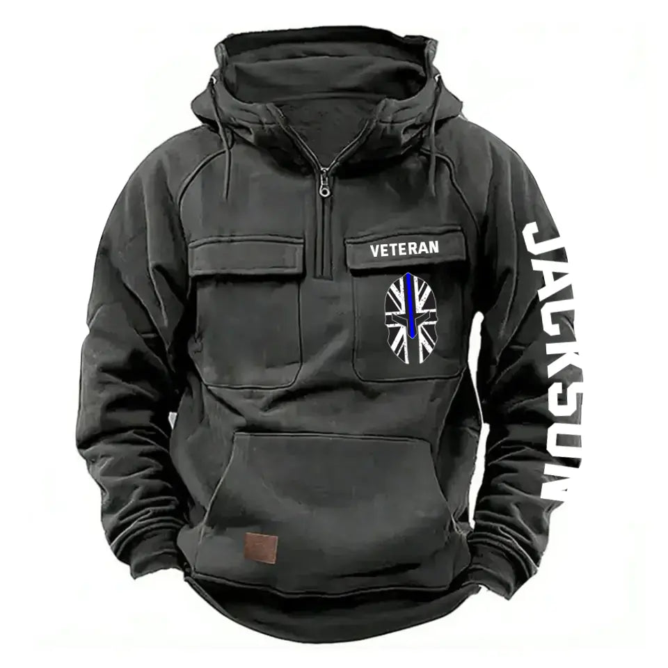 Personalized UK Veteran Starpan Helmet & Name American Retro Hooded Sweatshirt Printed QTKH241589
