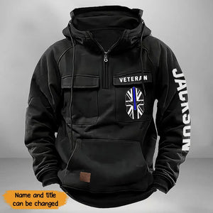 Personalized UK Veteran Starpan Helmet & Name American Retro Hooded Sweatshirt Printed QTKH241589