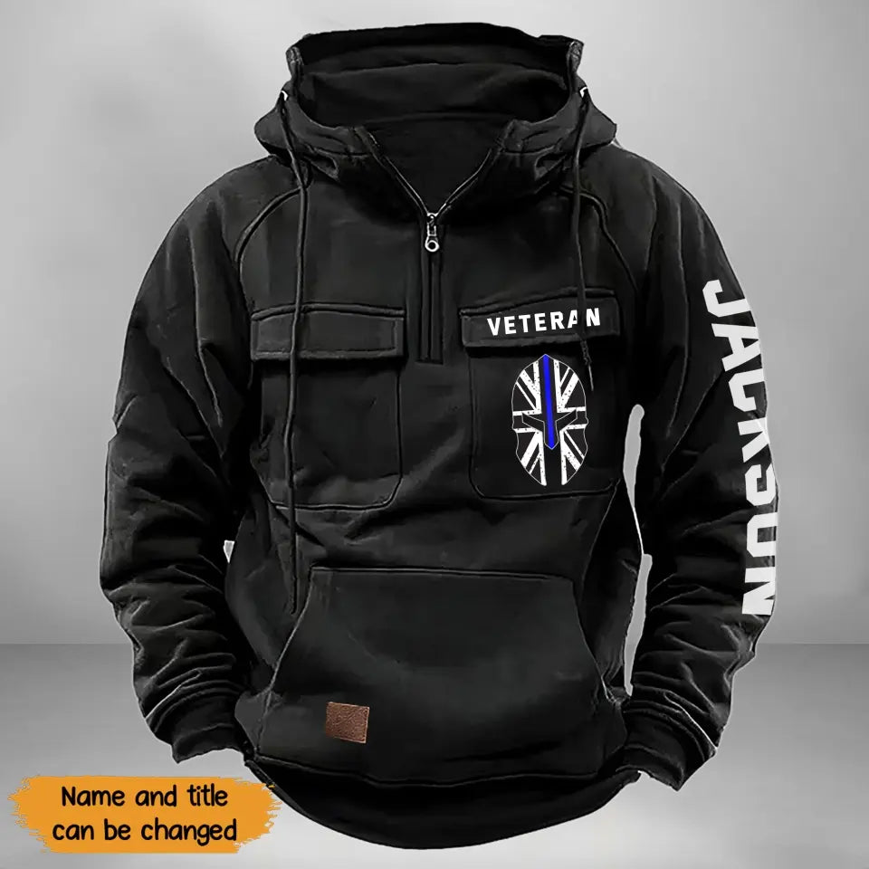 Personalized UK Veteran Starpan Helmet & Name American Retro Hooded Sweatshirt Printed QTKH241589