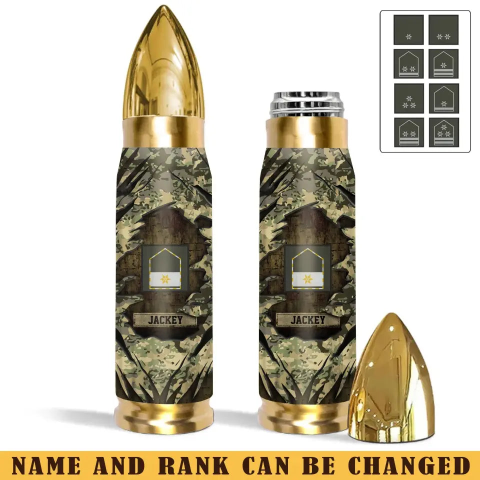 Personalized Austrian Veteran Rank Camo Custom Name Bullet Tumbler Printed VA241591