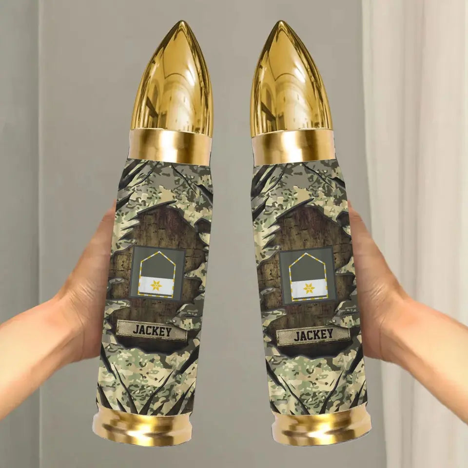 Personalized Austrian Veteran Rank Camo Custom Name Bullet Tumbler Printed VA241591