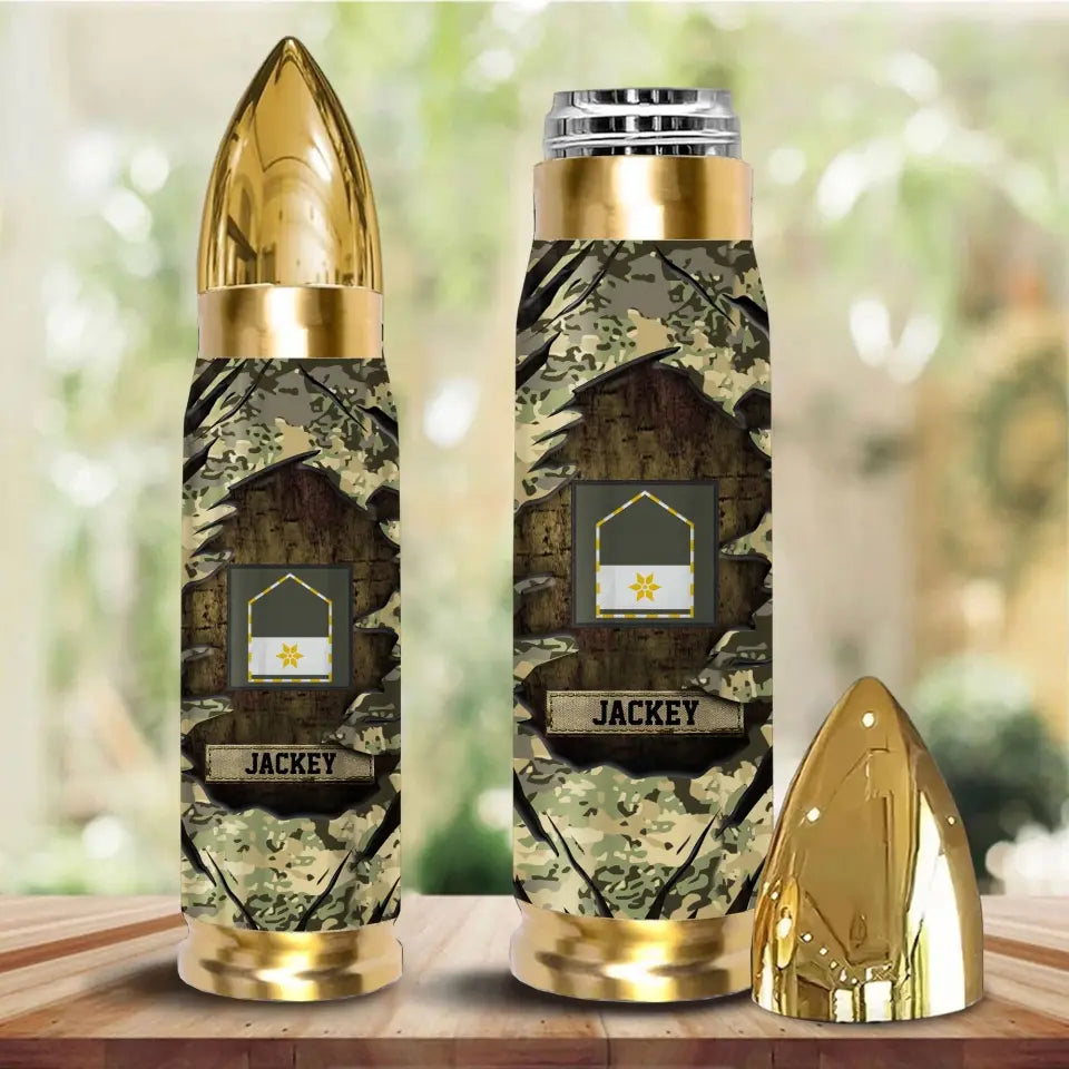 Personalized Austrian Veteran Rank Camo Custom Name Bullet Tumbler Printed VA241591