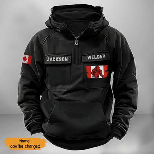 Personalized Canadian Welder Canada Flag American Retro Hooded Sweatshirt Printed KVH241601