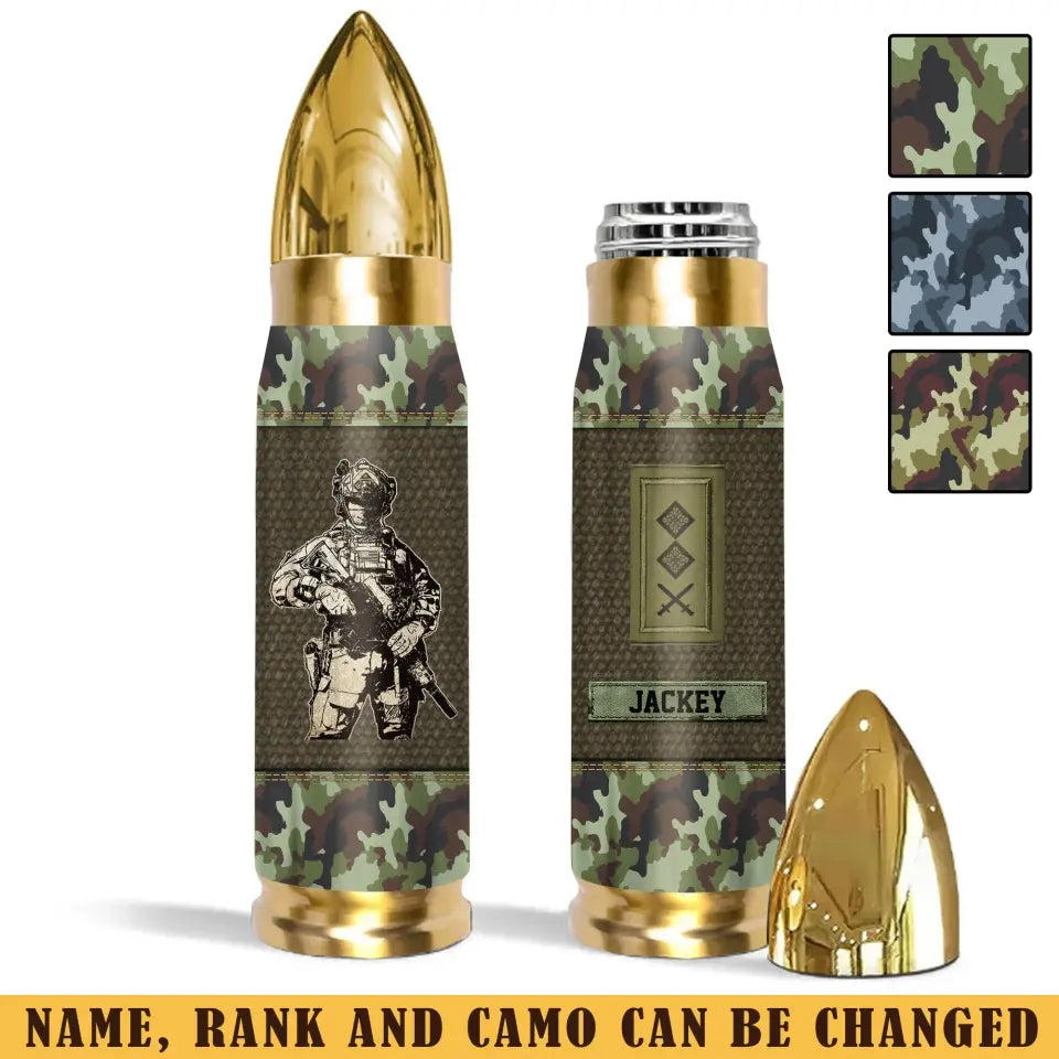 Personalized Irish Veteran Rank Camo Custom Name Bullet Tumbler Printed VA241591