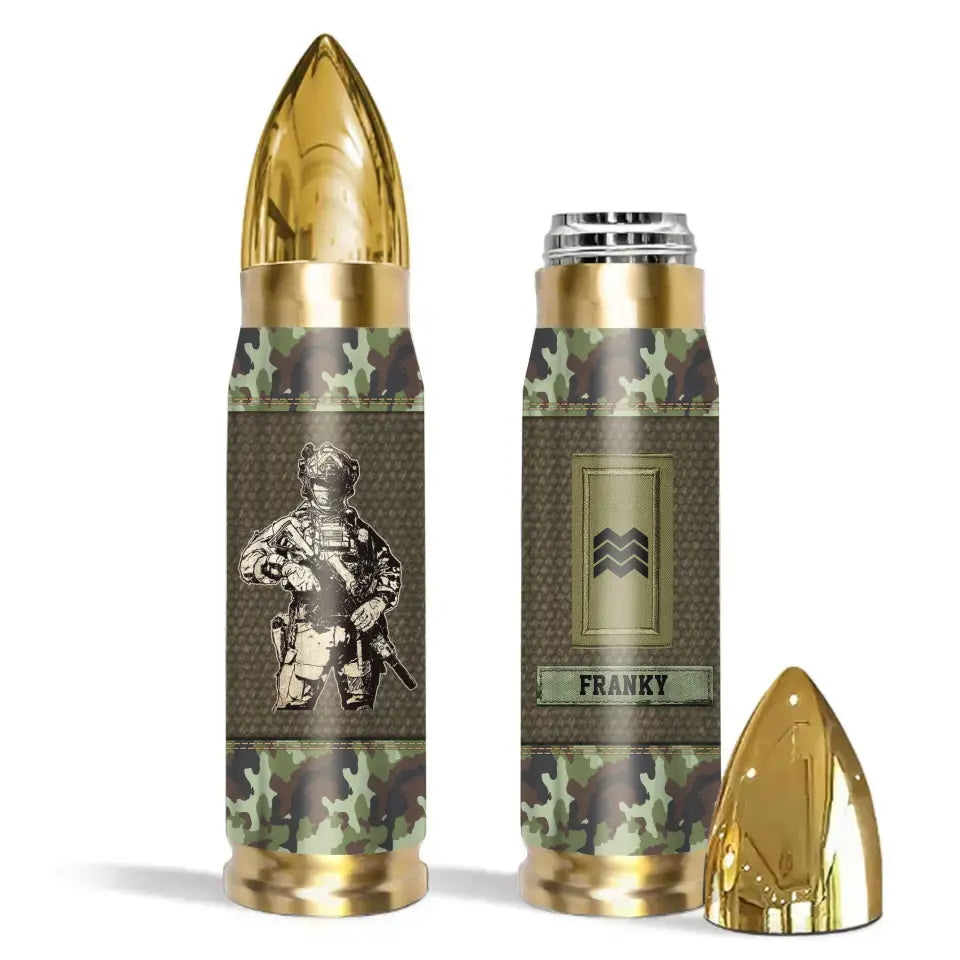 Personalized Irish Veteran Rank Camo Custom Name Bullet Tumbler Printed VA241591