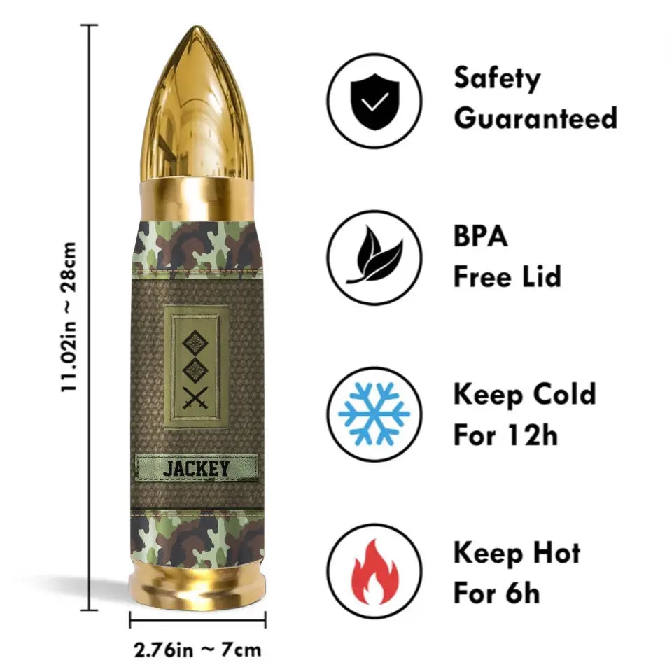 Personalized Irish Veteran Rank Camo Custom Name Bullet Tumbler Printed VA241591
