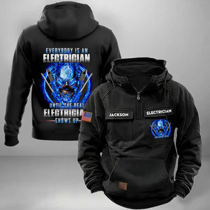 Personalized Everybody Is An Electrician Until The Real Electrician Shows Up US Electrician American Retro Hooded Sweatshirt Printed KVH241602