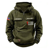 Personalized US Lineman Custom Name US Flag American Retro Hooded Sweatshirt Printed KVH241501