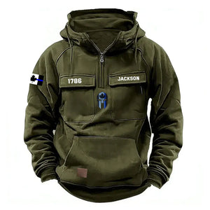 Personalized Canadian Police Flag Spartan Helmet American Retro Hooded Sweatshirt Printed KH241592