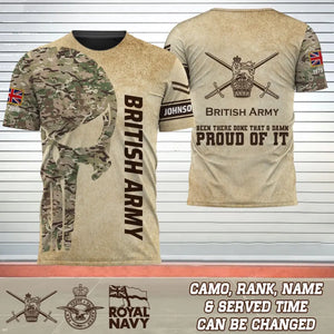 Personalized Punisher Camo UK Veteran British Army Been There Done That & Damn Proud Of It 3D T-shirt Printed AHVQ241588