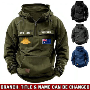 Personalized Australian Veteran Logo Australia Flag Custom Name American Retro Hooded Sweatshirt Printed QTVA241596