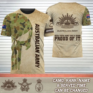 Personalized Punisher Camo Australian Army Been There Done That & Damn Proud Of It 3D T-shirt Printed AHVQ241588