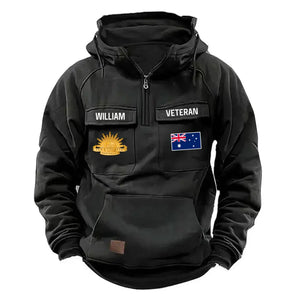 Personalized Australian Veteran Logo Australia Flag Custom Name American Retro Hooded Sweatshirt Printed QTVA241596