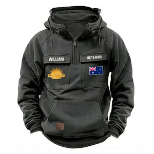 Personalized Australian Veteran Logo Australia Flag Custom Name American Retro Hooded Sweatshirt Printed QTVA241596