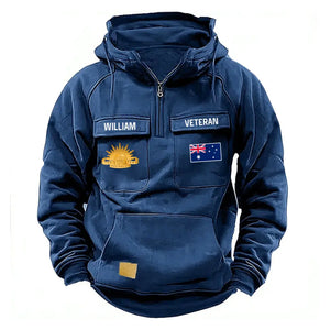 Personalized Australian Veteran Logo Australia Flag Custom Name American Retro Hooded Sweatshirt Printed QTVA241596