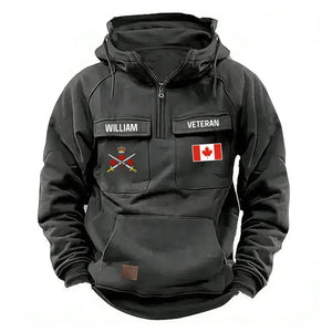 Personalized Canadian Veteran Logo Australia Flag Custom Name American Retro Hooded Sweatshirt Printed QTVA241596