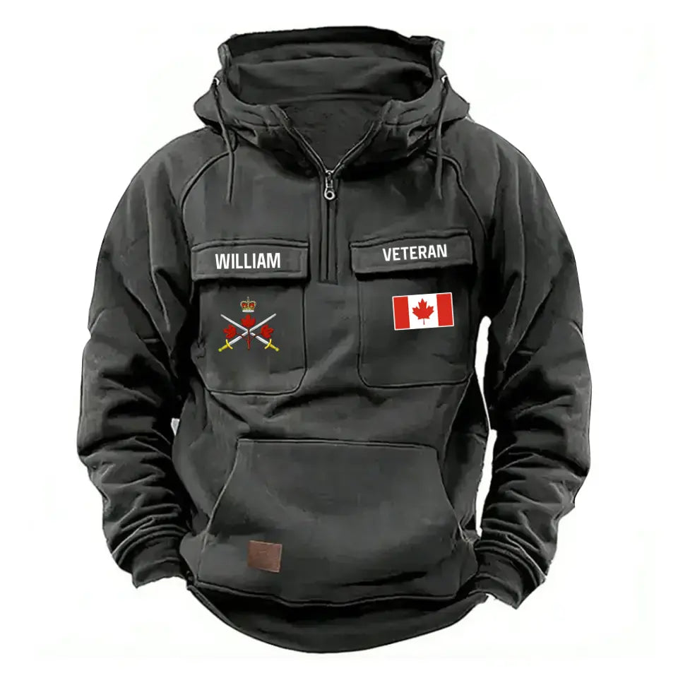 Personalized Canadian Veteran Logo Australia Flag Custom Name American Retro Hooded Sweatshirt Printed QTVA241596